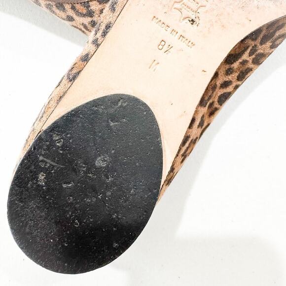 Isaac Mizrahi Suede Leather Leopard Print Peep Toe Flat Pump Size 8.5 - Picture 4 of 6